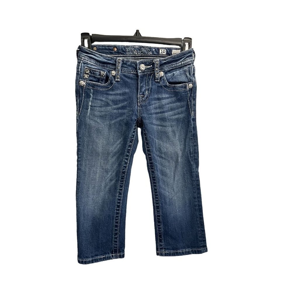 MISS ME EMBELLISHED DENIM CAPRI JEANS GIRLS SIZE 10